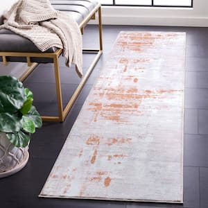 Tacoma Gray/Rust 3 ft. x 8 ft. Machine Washable Abstract Distressed Gradient Runner Rug