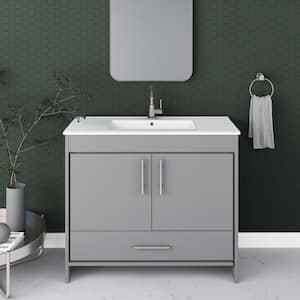 Pacific 40 in. W x 18 in. D Bath Vanity in Gray with Ceramic Vanity Top in White with White Basin