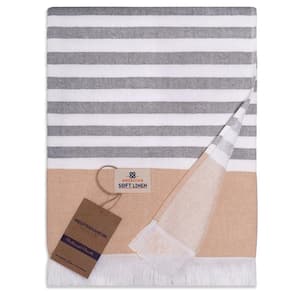 Peshtemal Beach Towels, Turkish Terry 35x60 Inches, Decorative Towels, Brown
