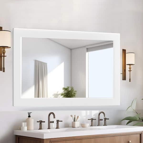 LuxHomez 36 in. W x 54 in. H Classic Large White Rectangular Wood