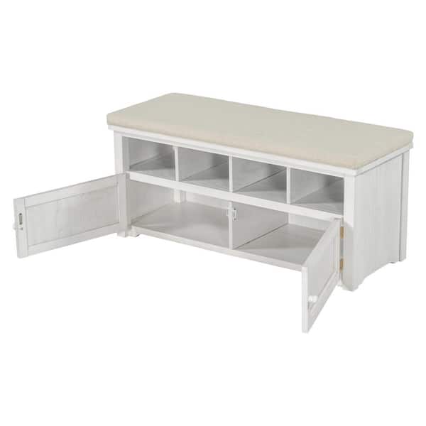 Unbranded 42 in. W x 16 in. D x 18.9 in. H Bathroom White Linen Cabinet