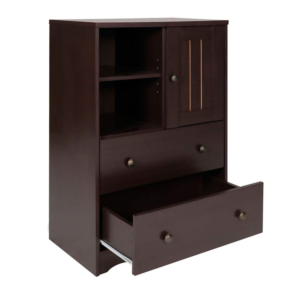 23.2 in. W x 14.2 in. D x 36.2 in. H Dark Brown Linen Cabinet With Door, Op