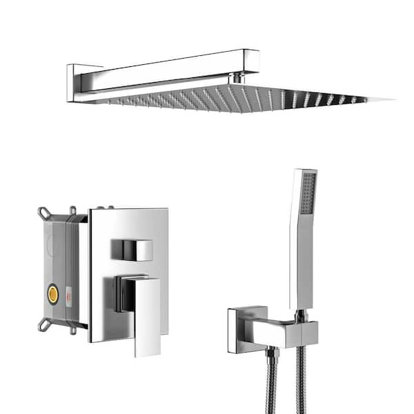 Unbranded Single Handle 1-Spray Dual ShowerHeads Shower Faucet 1.8 GPM with Pressure Balance and Rough in Valve in Chrome