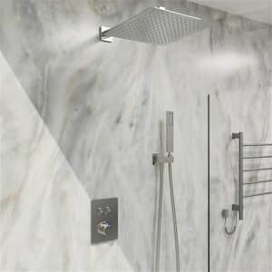 Double Handle 2 -Spray Shower Faucet 2.0 GPM with Pressure Balance, Anti Scald in. Brushed Nickel(Valve Included)