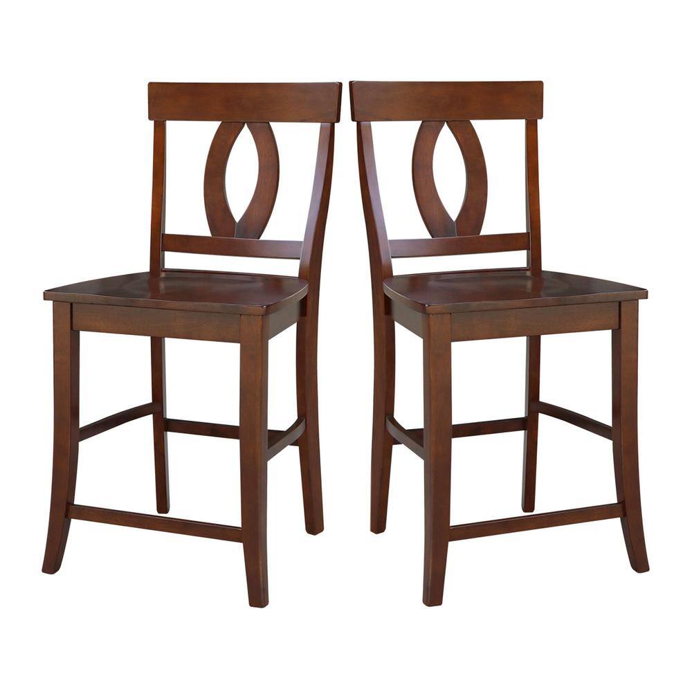 Elegant Roma Solid Hardwood Counter Height Barstool in Espresso