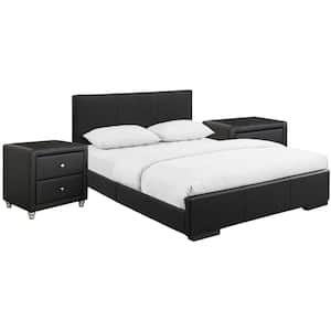 Hindes 3-Piece Black Queen Bedroom Set