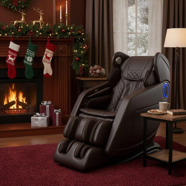 Hiro LT Series Brown Faux Leather Reclining 3D Massage Chair with Japanese Brushless Motor and Zero Gravity
