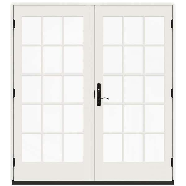 JELD-WEN 72 in. x 80 in. W-5500 White Clad Wood Left-Hand 15-Lite ...