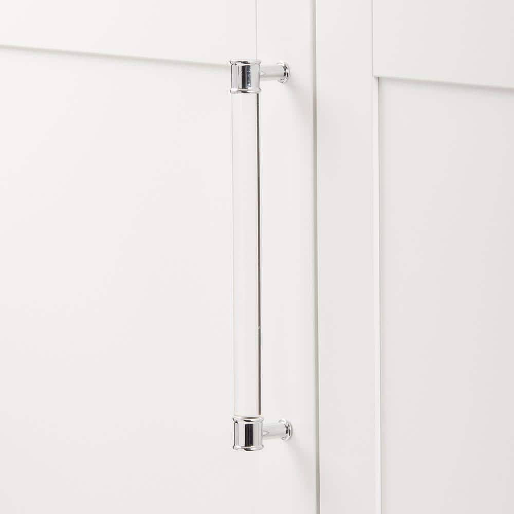 Chrome and Clear Acrylic Modern Bar Cabinet Handle