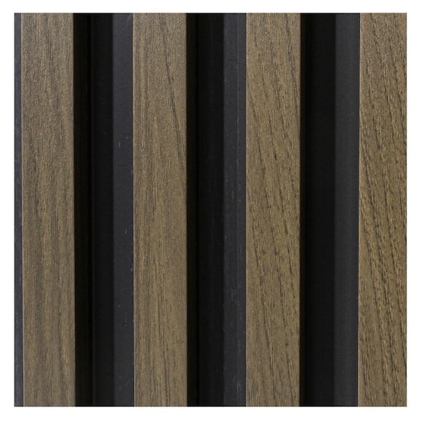 3/4 in. x 1/2 ft. x 8 ft. Ebony Interlocking PVC Decorative Wall Paneling, Water Resistant Slat Wall Panel(8-Pack)