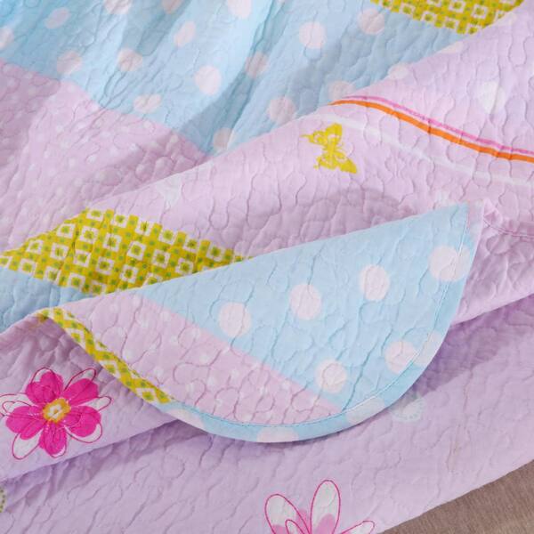 Polka Dot Stripe 2-Piece Multi Twin Quilt Set