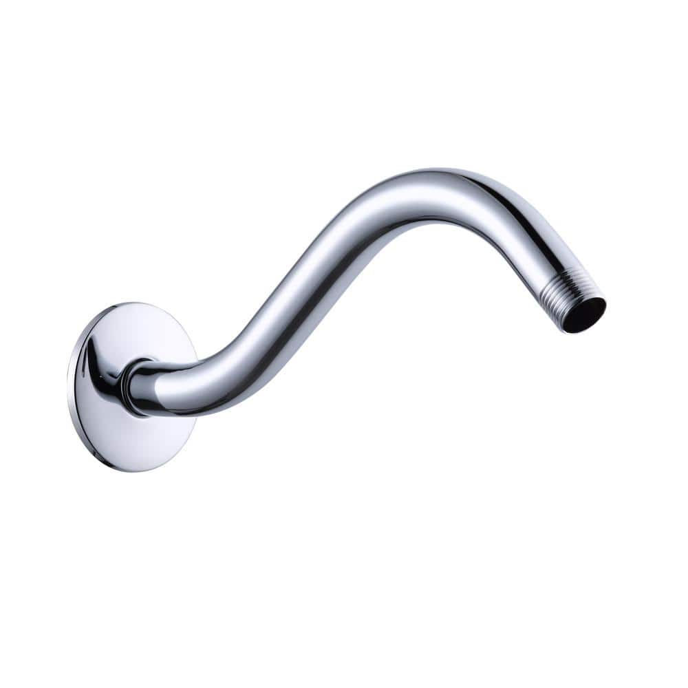 Glacier Bay 9 in. Curved Shower Arm with Flange in Chrome HD593026201