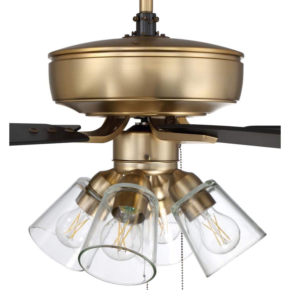 Satin Brass 52'' Ceiling Fan with Reversible Black Walnut Blades