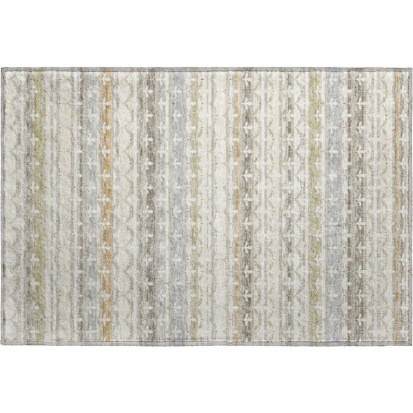 Mayfield Premium Machine Washable Abstract AMF2479 Ivory 2 ft. x 3 ft. Accent Rug