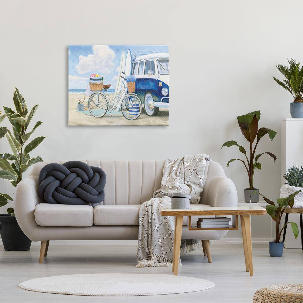 Beachside Bicycle and Van Coastal Canvas Wall Art