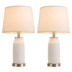 23 in. White Modern Table Lamps, Transitional Table Lamp for Living Room, Contemporary Ceramic Lamp (Set of 2)