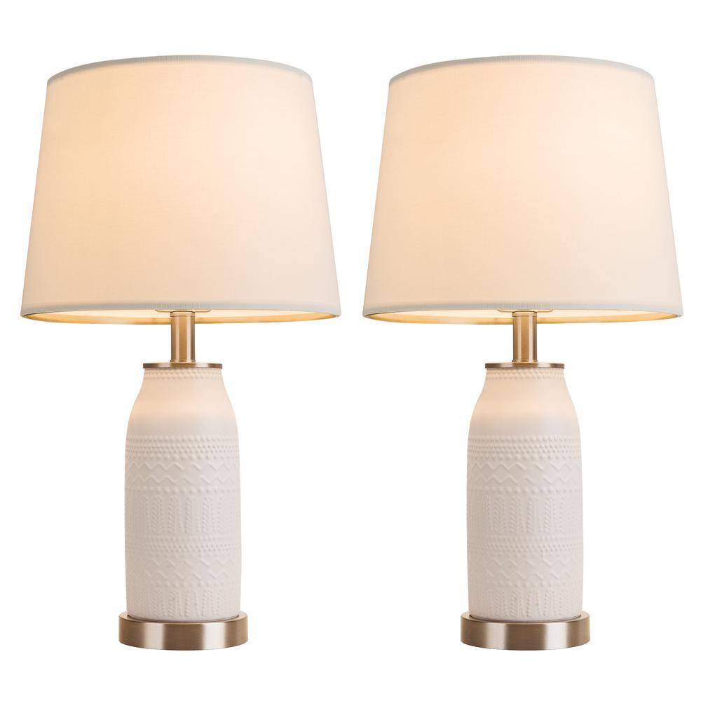 Simpol Home 23 in. White Modern Table Lamps, Transitional Table Lamp for  Living Room, Contemporary Ceramic Lamp (Set of 2) SHL-T-804 - The Home Depot