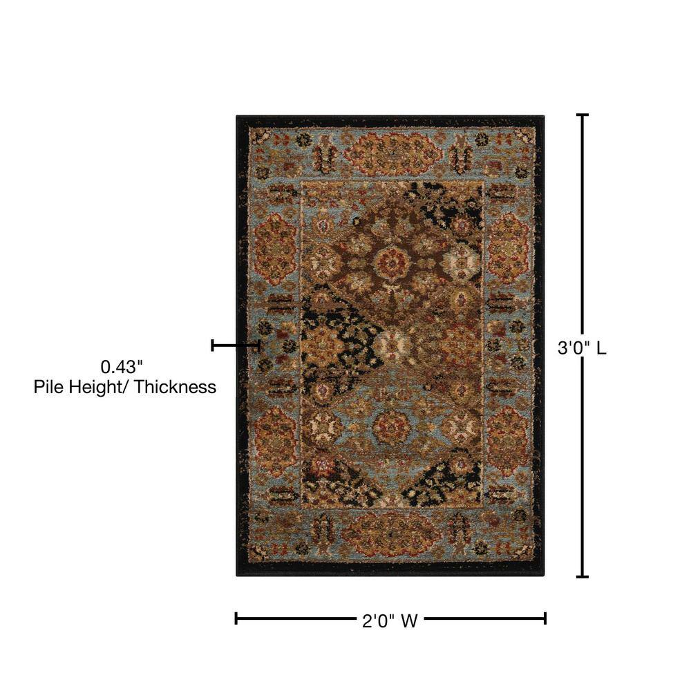 Delano Elegance Round Blue Synthetic 24" Area Rug