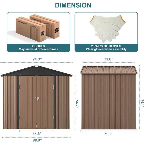 Lofka 8 x 6 ft. (48 sq. ft.) Galvanized Metal Garden Shed with