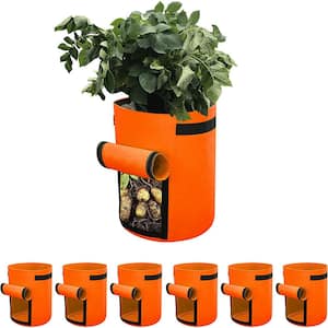 10 Gal. Orange BPA Free Vegetable Grow Bags with Flap Lid and Handle (Pack of 6)