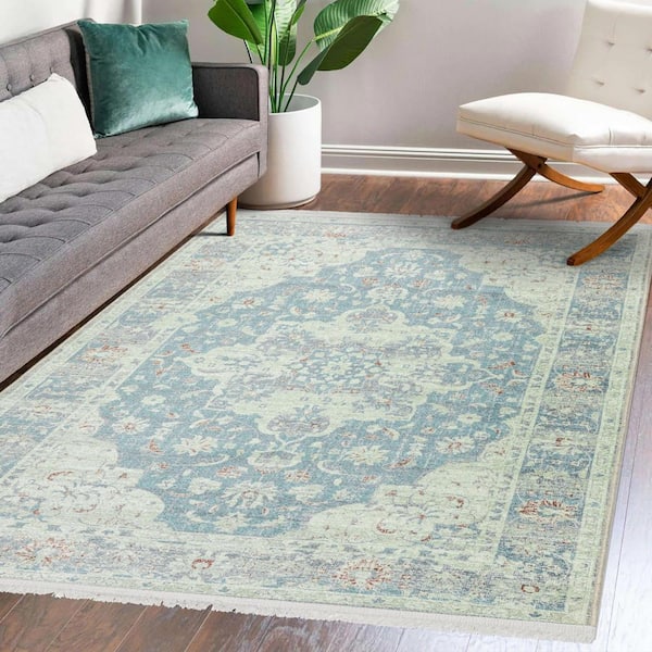 Stain Resistant Machine Washable Area Rugs No Crease Rubber Backing- Non  Skid Printed Rug - Bedroom Kitchen Living & Dining Room Carpet Mat -  Vintage