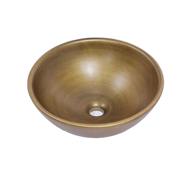 AquaVista 16 in. x 16 in. Coppery Ceramic Round Vessel Bathroom Sink