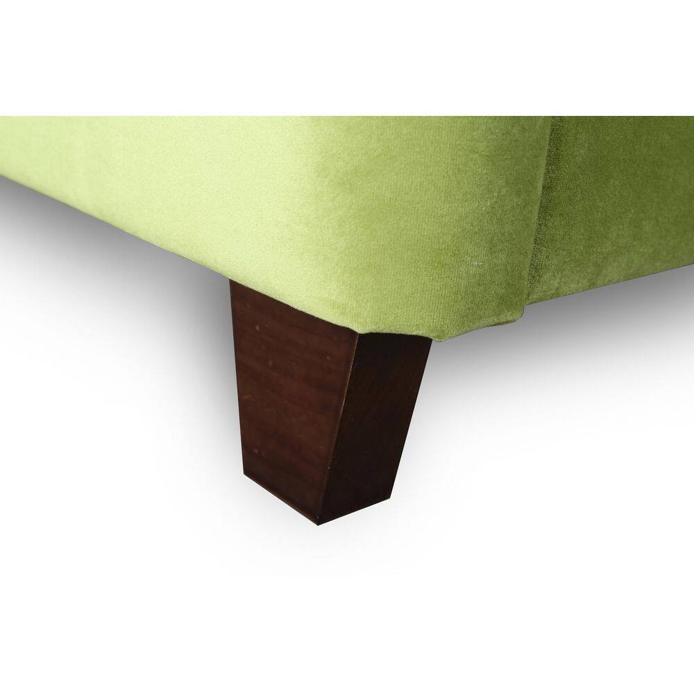 Green Velvet Upholstered Queen Bed with Pine Wood Frame