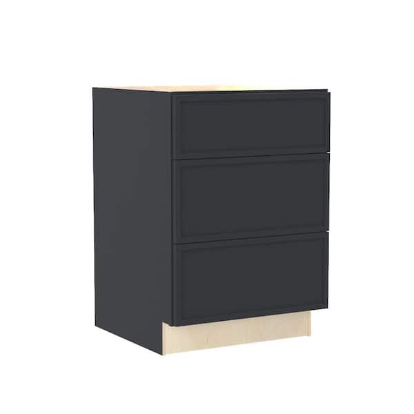 Franklin 27 in. W x 24 in. D x 34.5 in. H Assembled Plywood Drawer Base Kitchen Cabinet in Valiant Onyx with Soft Close