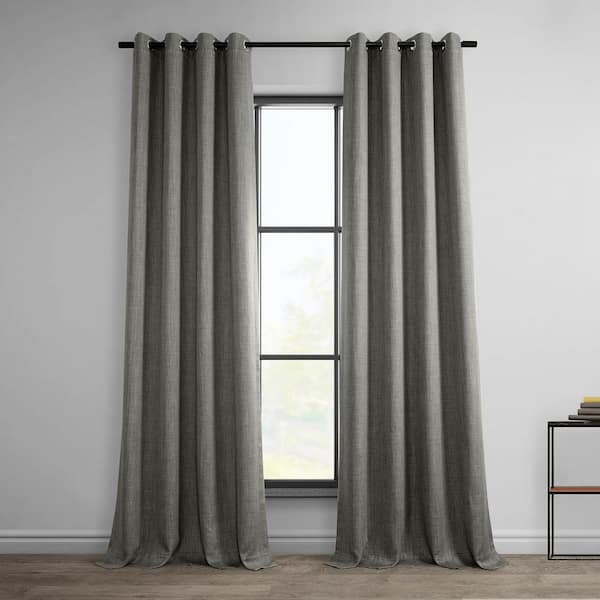 Exclusive Fabrics & Furnishings Blazer Grey Gray Faux Linen Grommet Room Darkening Curtain - 50 in. W x 96 in. L (1 Panel)