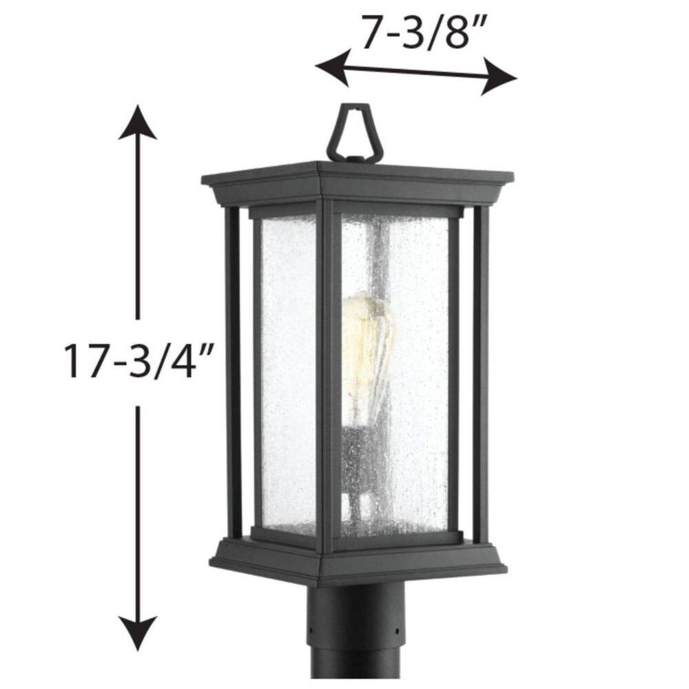Endicott Black Aluminum 1-Light Post Lantern with Linen Glass Shade
