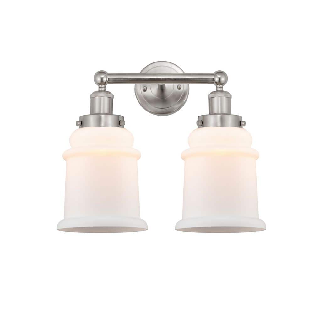 Canton 15 in. 2-Light Brushed Satin Nickel Vanity Light with Glass Shade price history on PriceWatchPro