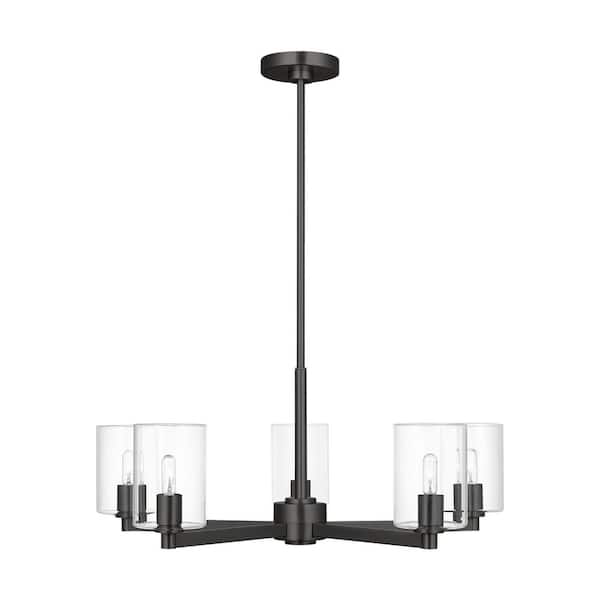 Fullton 5-Light Midnight Black Chandelier with Clear Glass Shades