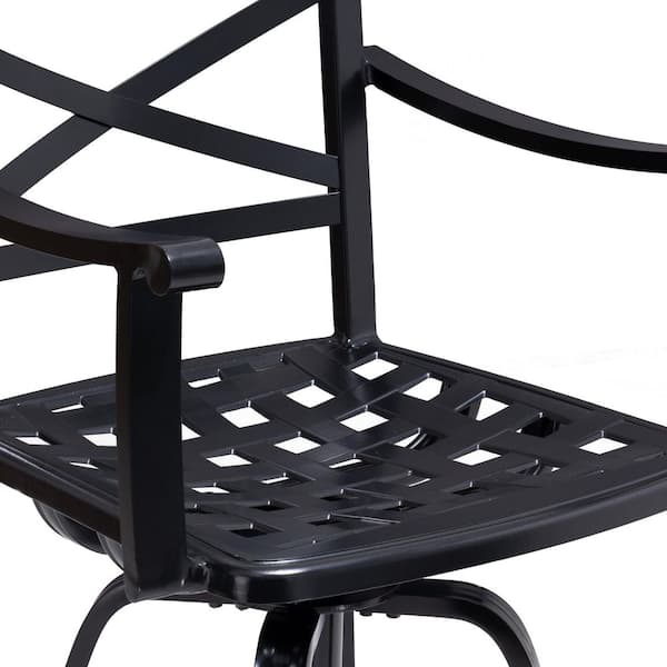 Swivel Cast Aluminum Outdoor Bar Stool with Sunbrella Canvas Antique Beige Cushion (2-Pack)