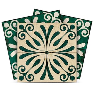 Dark Green and Antique White R1012 4 in. x 4 in. Vinyl Peel and Stick Tile (2.67 sq.ft., 24-Tiles/pack)