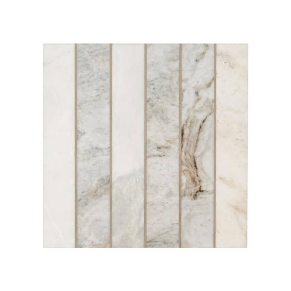 MSI Arabescato Venato White Stacked 12 in. x 12 in. x 0.38 in. Honed Marble Mesh-Mounted Mosaic Tile (1 sq. ft./Each)