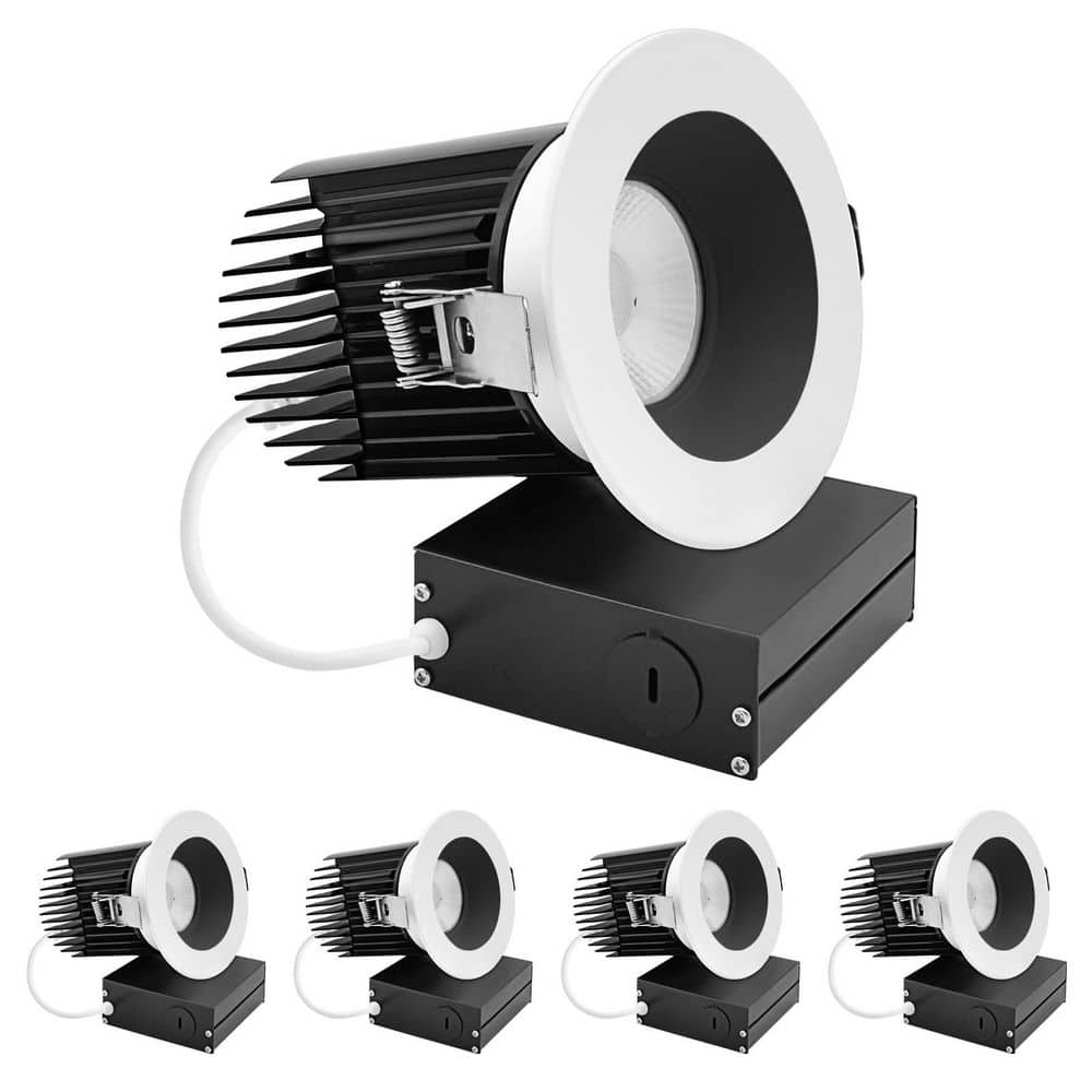 4 in. Integrated LED Trimless Regressed Spotlight with Square Black/White Trim, 5CCT CRI90 22W 1700LM Dimmable 4-Pack price history on PriceWatchPro