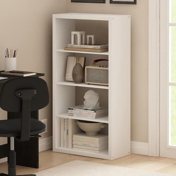 Furinno Viola 45.4 in. Tall White Wood 4-Shelf Open Shelf Bookcase