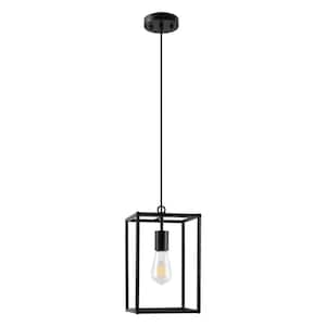 1-Light 60-Watt Black Lantern Rectangle Mini Pendant Light with No Glass Shade and No Bulb Included