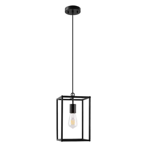 Briignite 1-Light 60-Watt Black Lantern Rectangle Mini Pendant Light with No Glass Shade and No Bulb Included