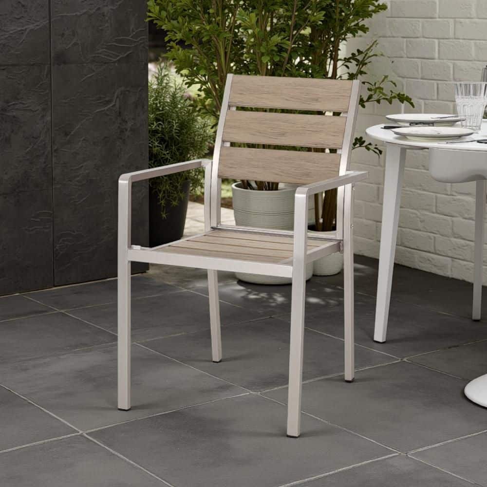 Silver Metal Frame Outdoor Dining Chair (Set of 2)