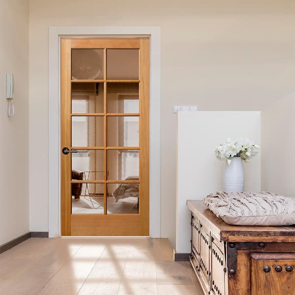 24 in. x 80 in. Solid Core 10 Lite Clear Glass Unfinished Fir Wood Interior Door Slab