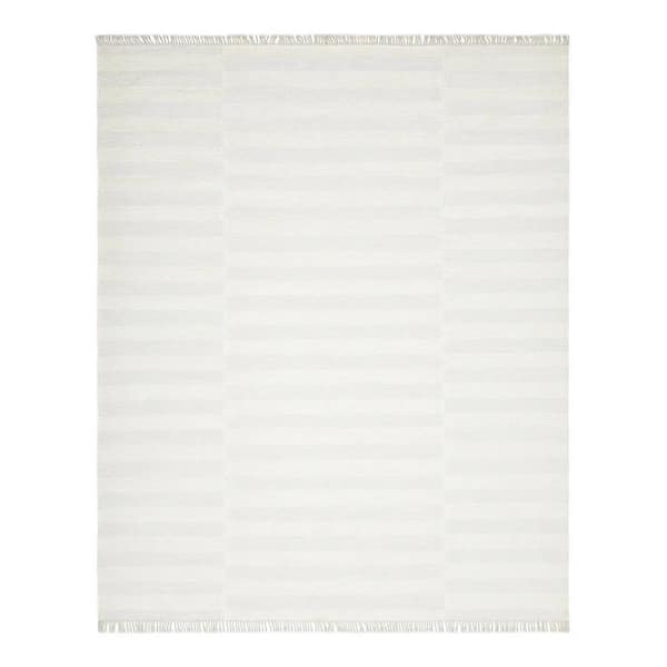 Solo Rugs Louella Flatweave Ivory 5 ft. x 8 ft. Striped Hand Woven Area Rug