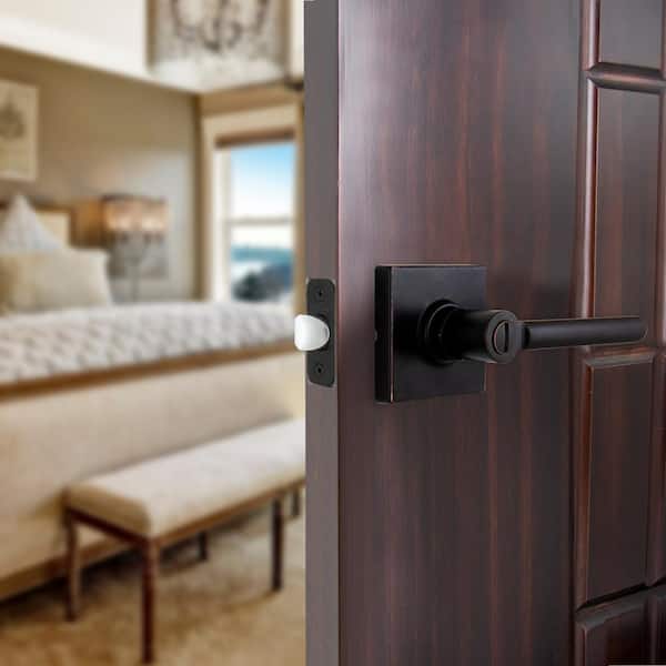Tonebridge Aged Bronze Bed/Bath Door Lever with Square Rose 8-Pack