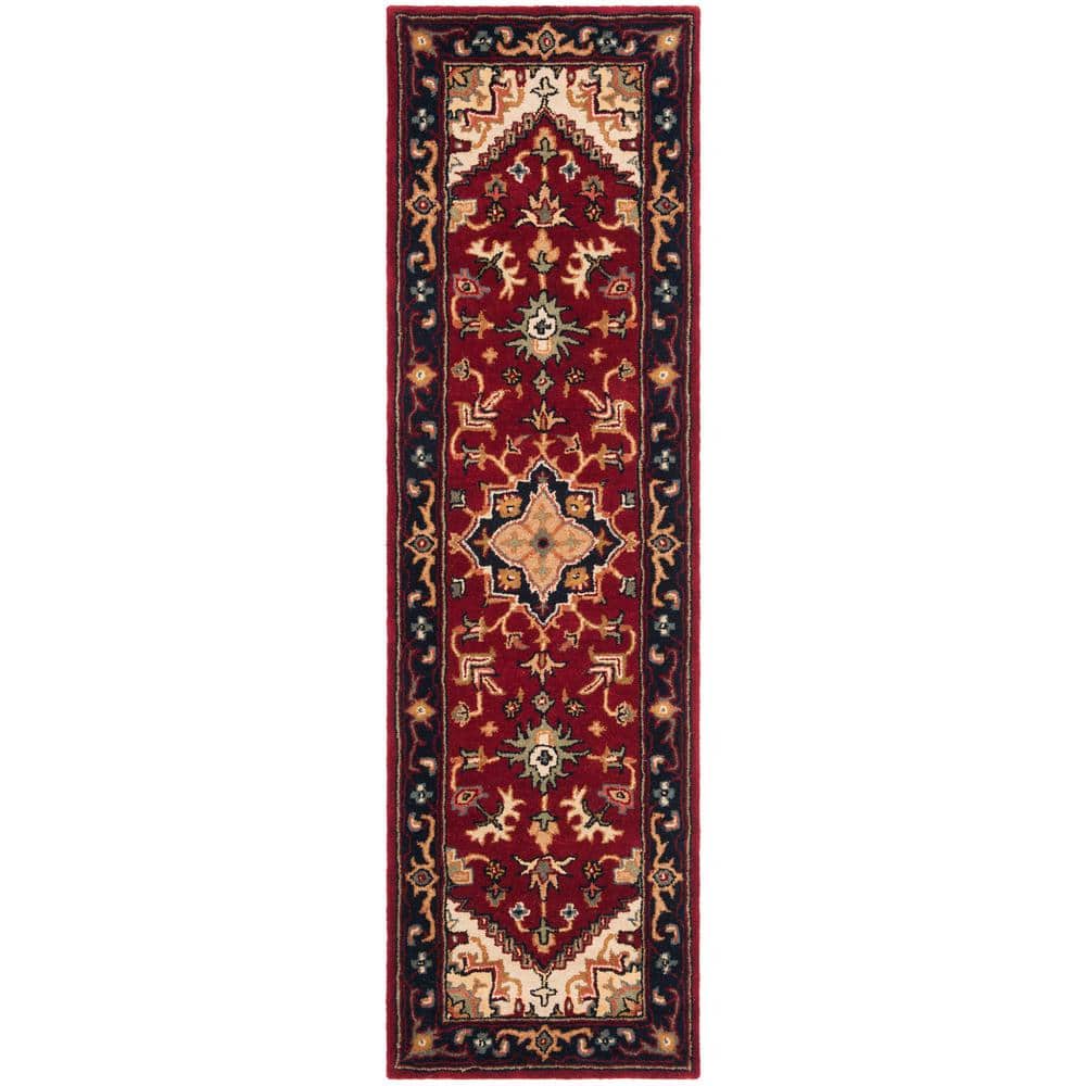 Elegant Heritage Hand-Tufted Wool Runner Rug in Rich Red