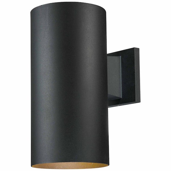 1-Light Black Aluminum Outdoor Cylinder Wall Lantern Sconce