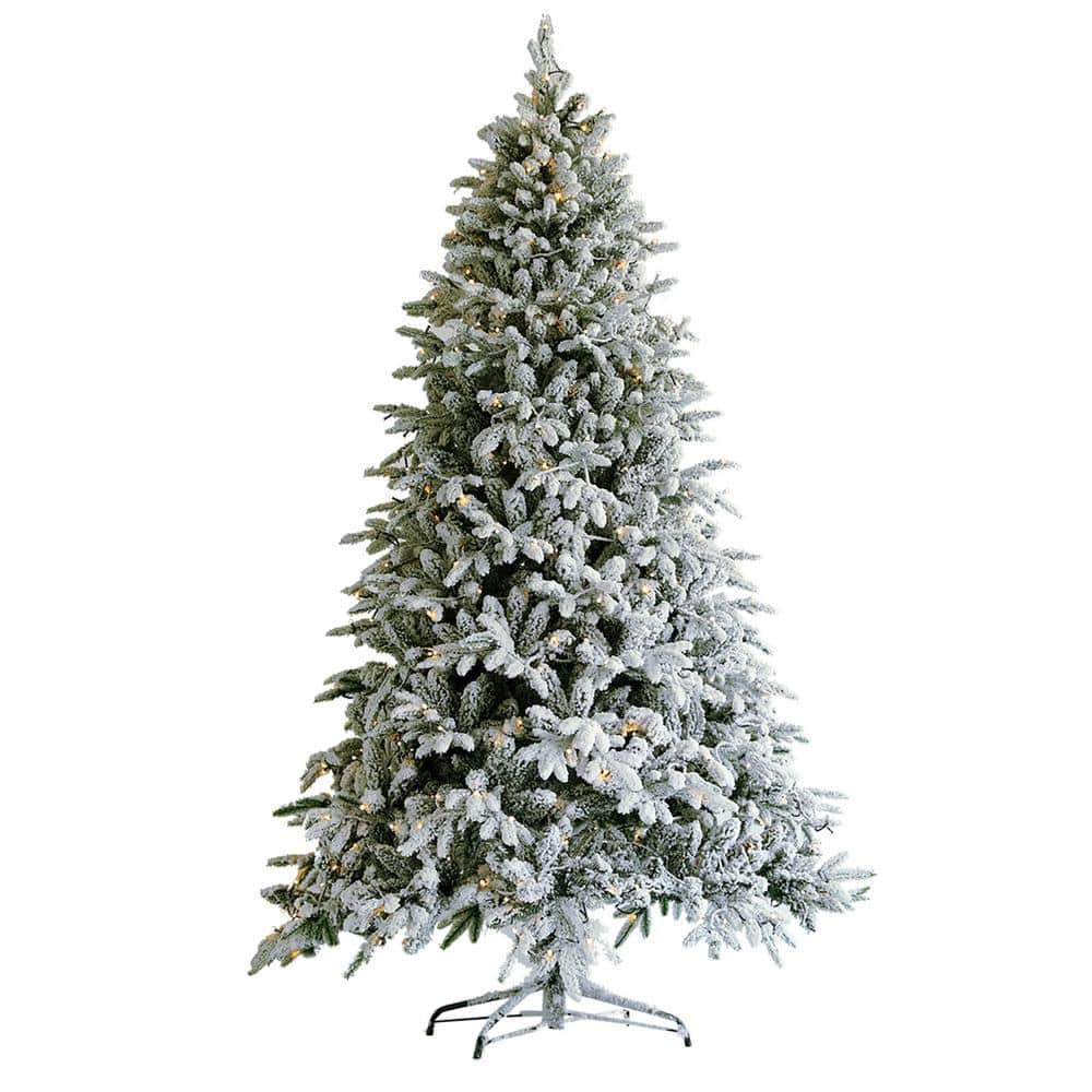 CASAINC 7 ft. Unlit Flocked Snow Hinged Pine Artificial Christmas Tree