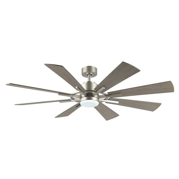 WINGBO 72 in. LED Indoor Nickel Ceiling Fan with Remote