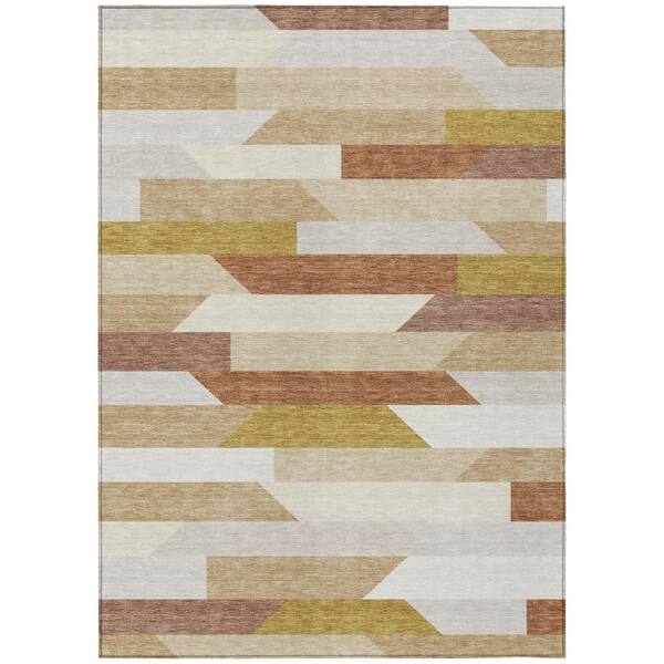 Chantille Machine Washable Indoor/Outdoor Abstract ACN3113 Saffron 5 ft. x 7 ft. 6 in. Area Rug