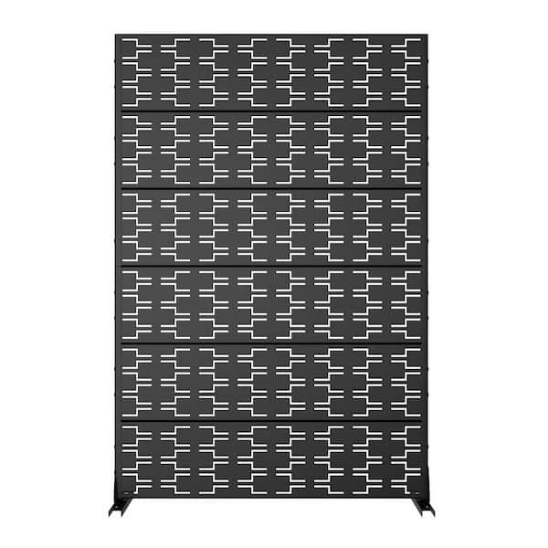 cadeninc 3.92 ft x 6 ft Metal Freestanding Privacy Screen Fence Panels - Brick-Shaped Black
