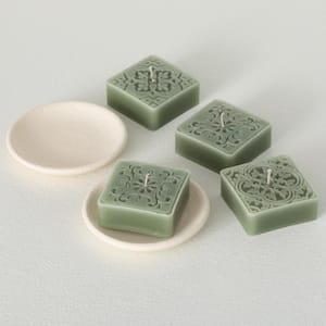 Green Candles and Dish Gift Set